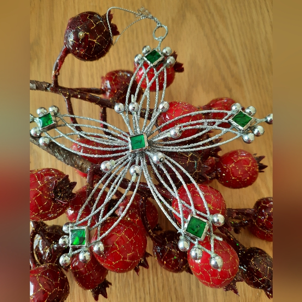 Christmas Snowflake Ornament with Stones / Green colors and Shinny / handmade